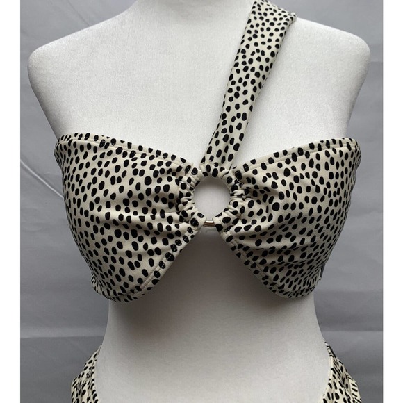 Kendall + Kylie One shoulder Top, Bottom Animal Dot Print Bikini Sz. XL Mob Wife - Picture 2 of 12